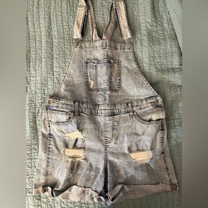 Maurices Gray Jean Shorts Overalls